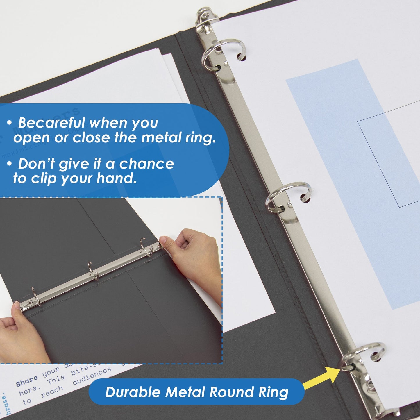 1 Inch Binder, 3 Ring View Cover, Black
