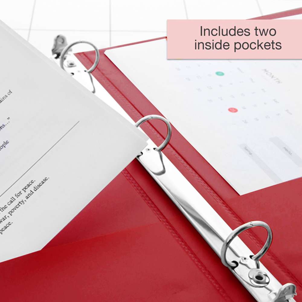 1" Asst. Color 3-Ring View Binder w/ 2-Pockets