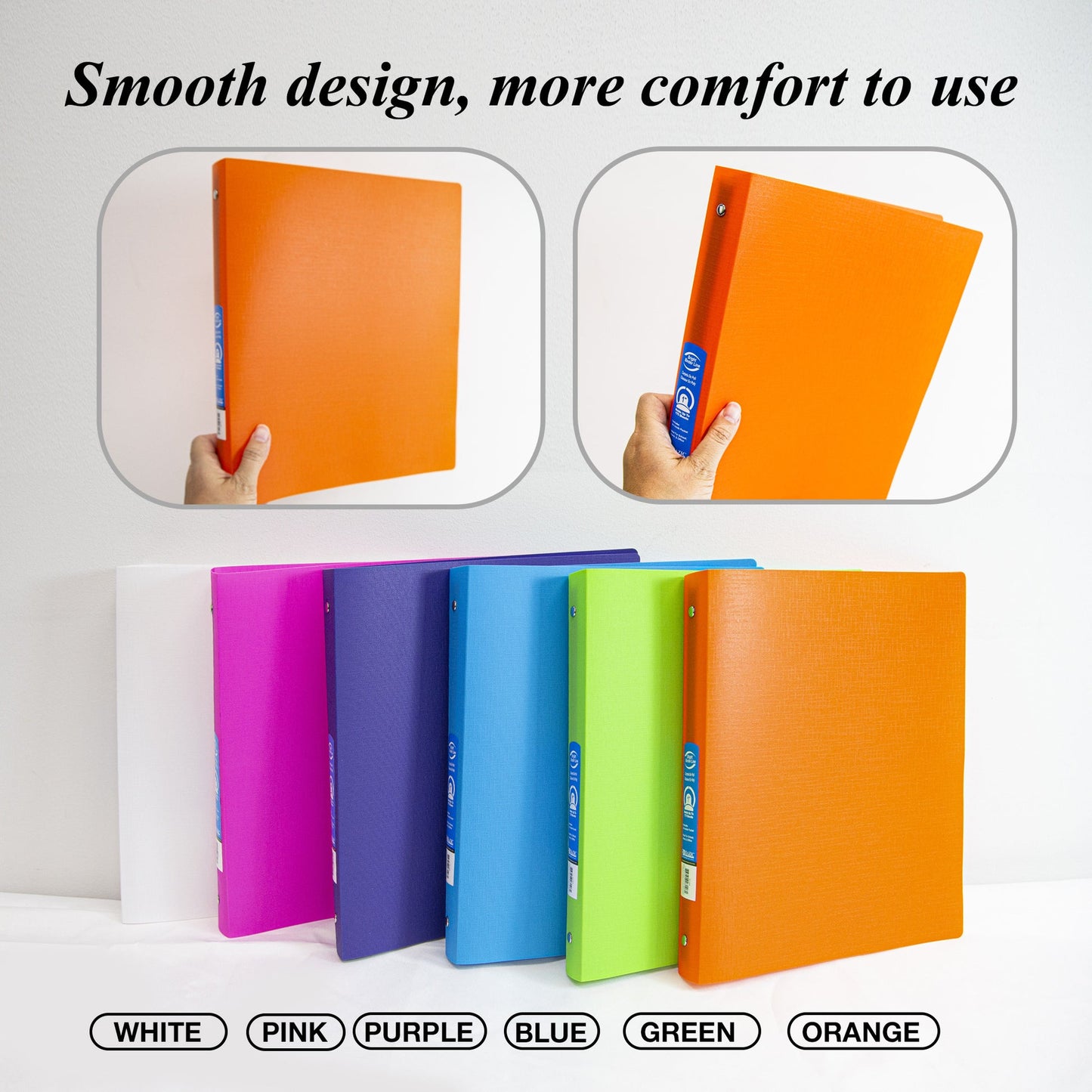 1" Bright Color Poly 3-Ring Binder, 1 Pocket