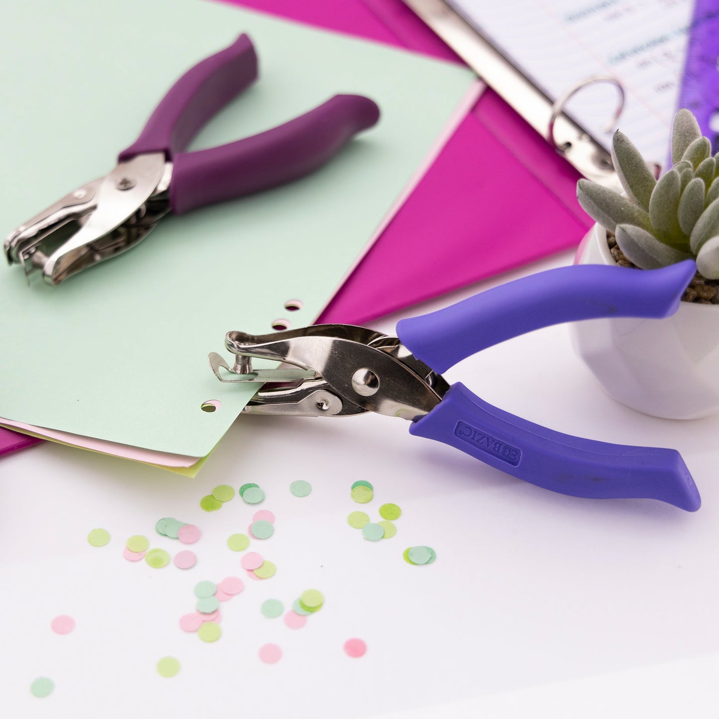 Single Hole Paper Punch, 5-Sheet, Cushion Grip