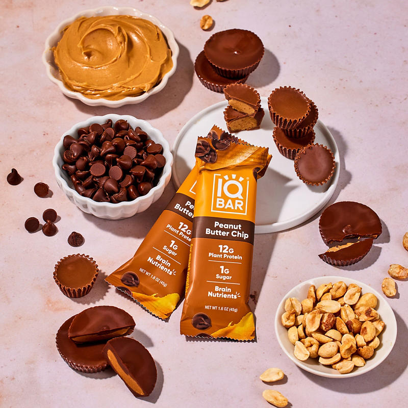 IQBAR Plant Protein Bars Chocolate Sea Salt Peanut and Butter Chip Variety Pack, 12g Protein, 12 ct.