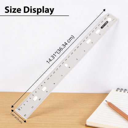 12 in Clear Plastic Ruler, Inch & Metric (30 cm)