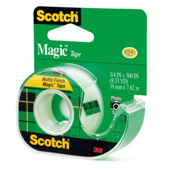 Scotch Magic Tape In Dispenser, 3/4" x 300", Clear