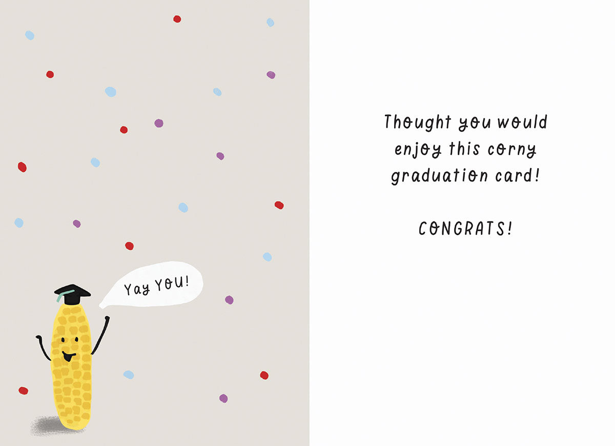 Funny Graduation Card: Talking Corn with Grad Caps | Funny Graduation Greeting Card
