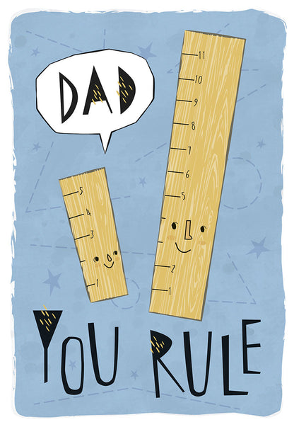 Father's Day Dad You Rule Greeting Card with Cute Rulers | Cute Father's Day Greeting Card