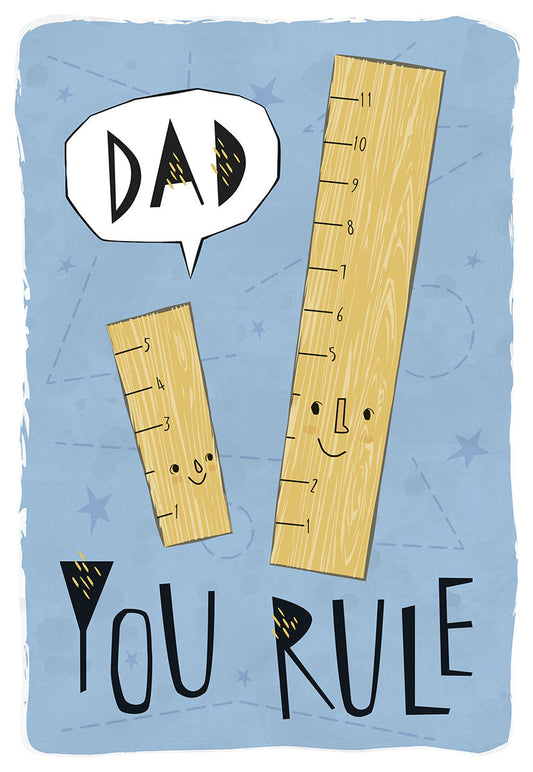 Father's Day Dad You Rule Greeting Card with Cute Rulers | Cute Father's Day Greeting Card