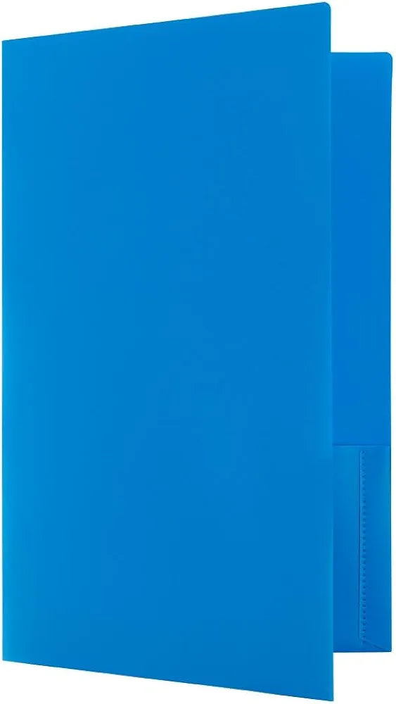 JAM PAPER Legal Plastic 2 Pocket POP Folders - Durable School Folders - Assorted Primary Colors - 6/Pack