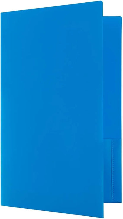 JAM PAPER Legal Plastic 2 Pocket POP Folders - Durable School Folders - Assorted Primary Colors - 6/Pack