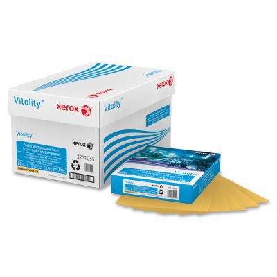 Xerox Vitality Colors Multi-Use Printer & Copy Paper, 1 Ream, Goldenrod, Letter (8.5" x 11"), 500 Sheets Per Ream, 20 Lb, 30% Recycled