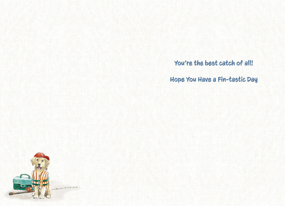 Happy Father's Day Fishing Dogs Greeting Card for Dad | Cute Father's Day Greeting Card