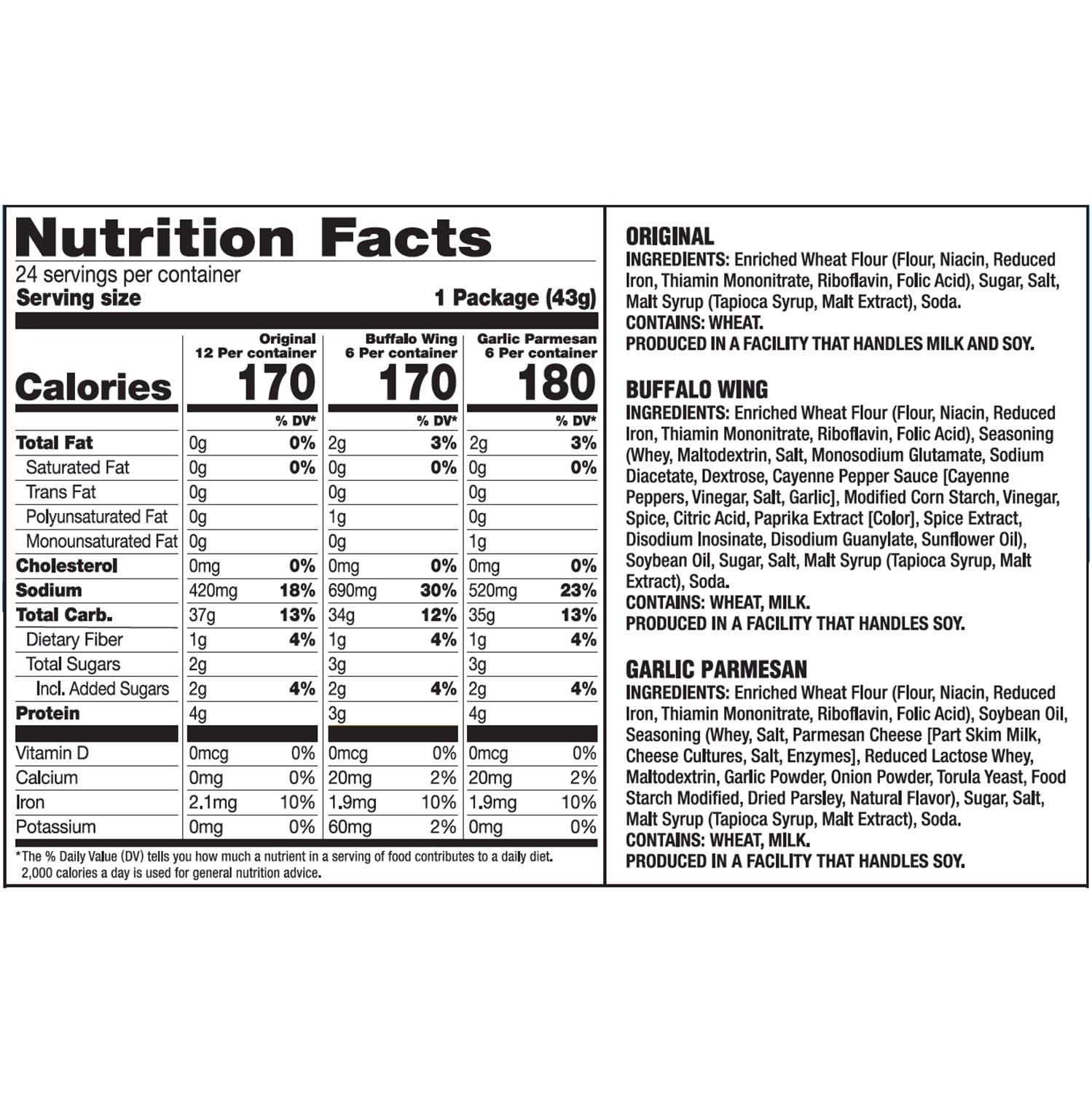 Snack Factory Variety Pack Pretzel Crisps, 1.5 oz., 24 pk.