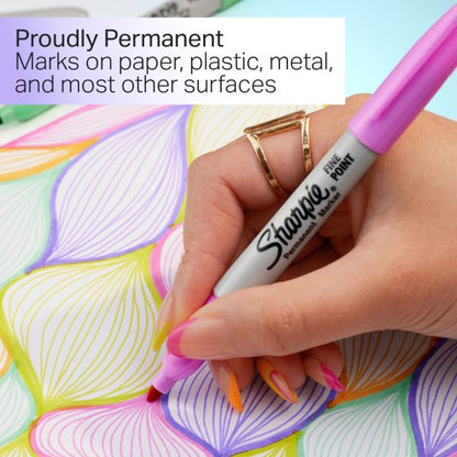 Sharpie Glam Pop Permanent Markers, Fine Point, Assorted, Pack Of 24 Markers
