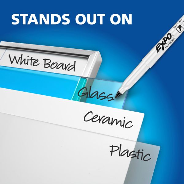 EXPO Low-Odor Dry-Erase Markers, Ultra-Fine Point, Black, Pack Of 4