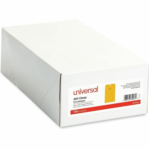 Universal Center-Seam 6 1/2" x 9 1/2" Manila Envelopes, Clasp Closure, 28 Lb, Brown Kraft, Box Of 100