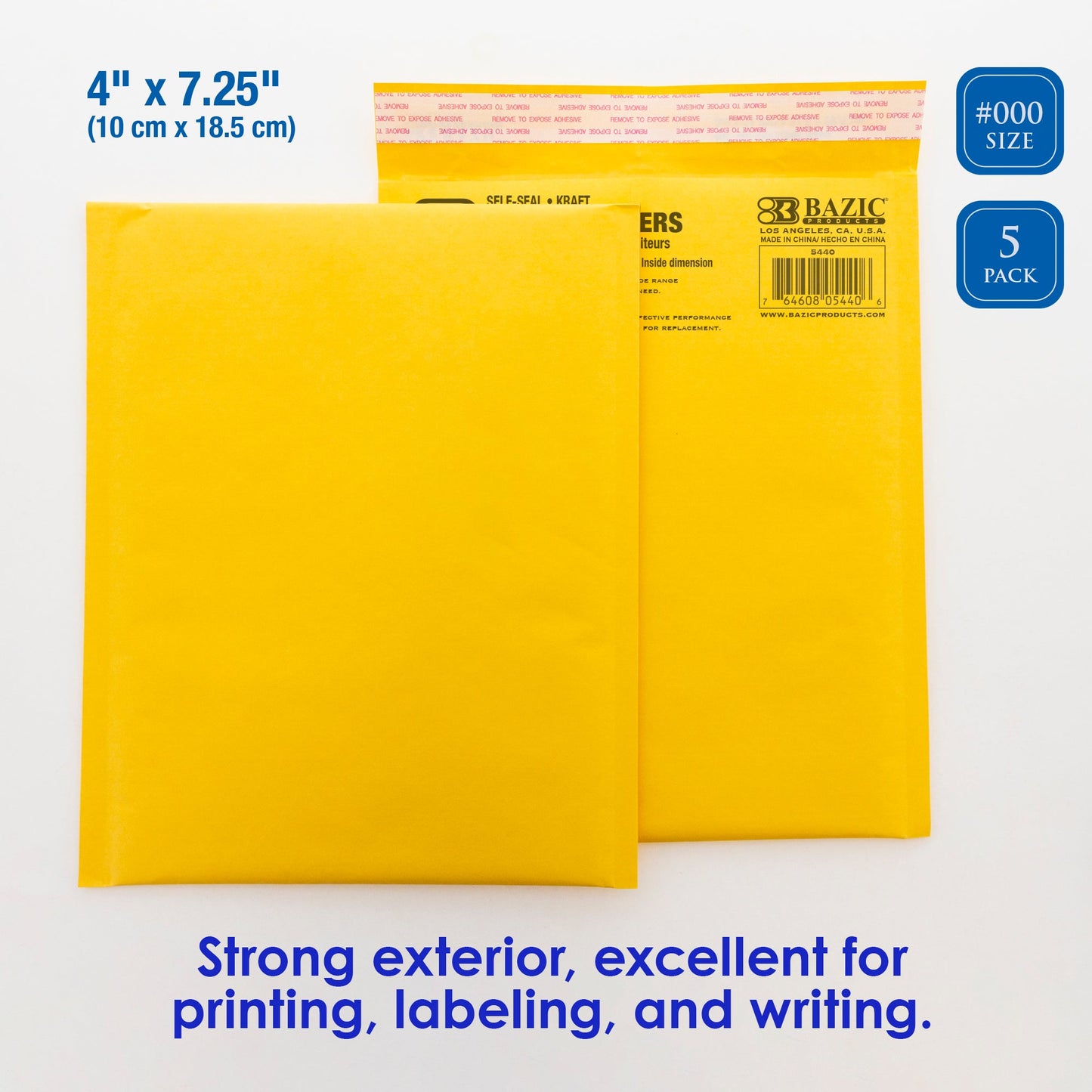 #000 Self-Seal Bubble Mailers, 4 x 7.25 in