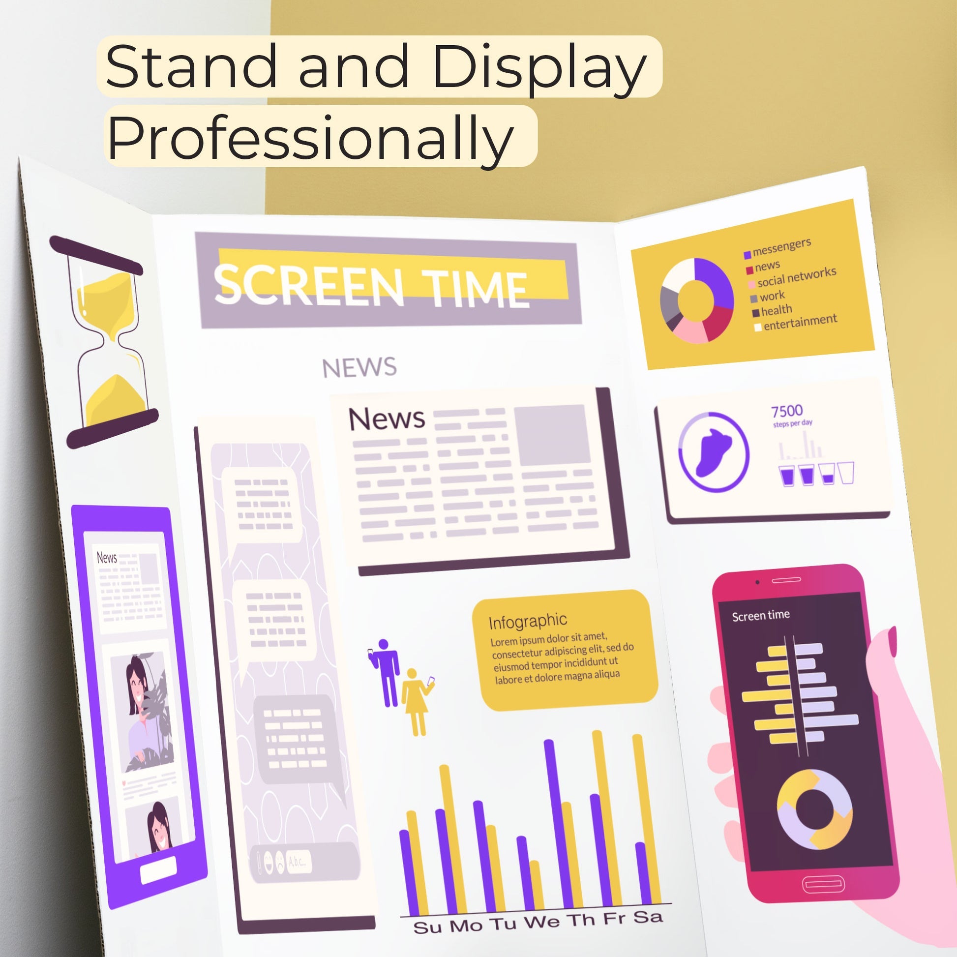 36" X 48" White Tri-Fold Corrugated Presentation Board