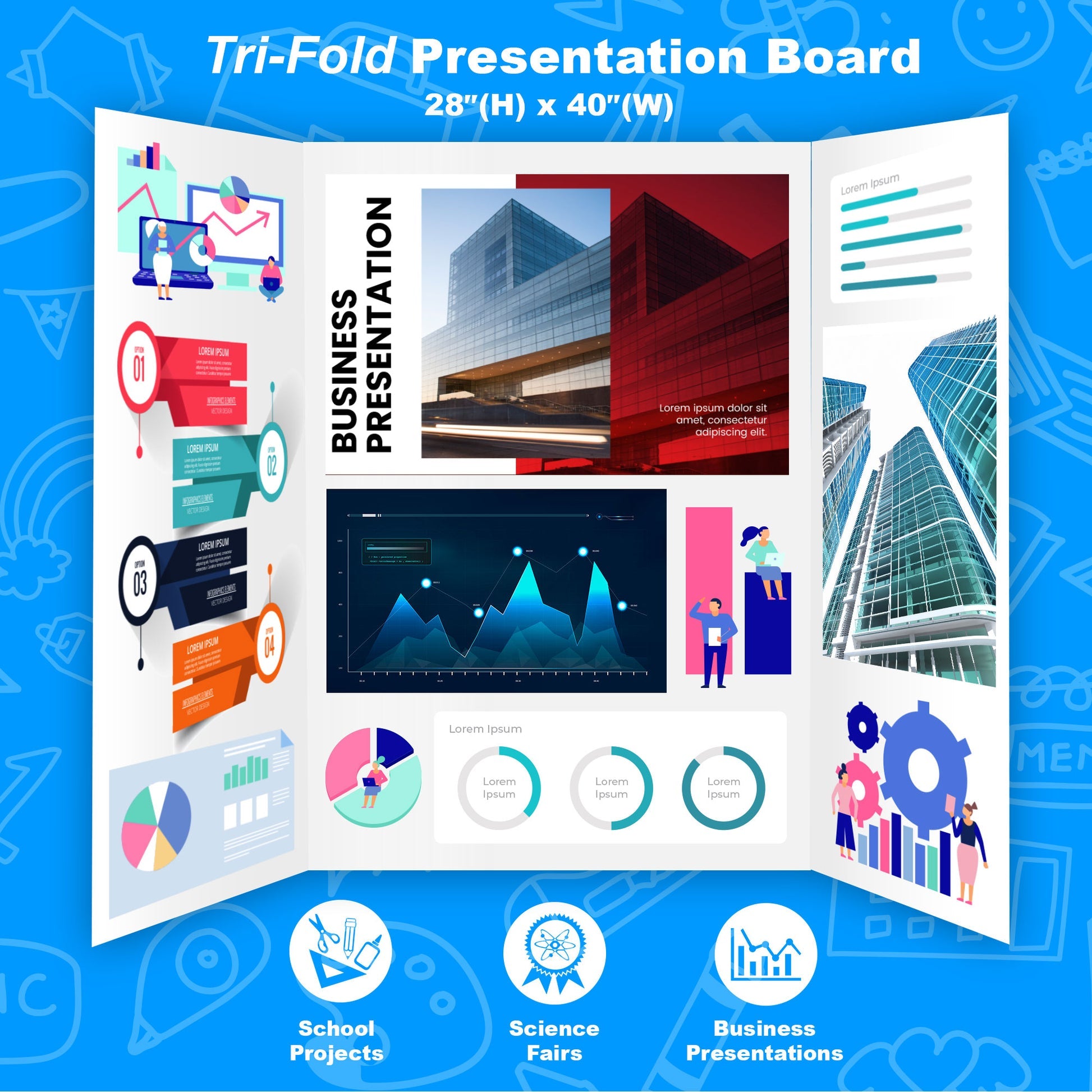 36" X 48" White Tri-Fold Corrugated Presentation Board