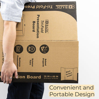 36" X 48" Black Tri-Fold Corrugated Presentation Board