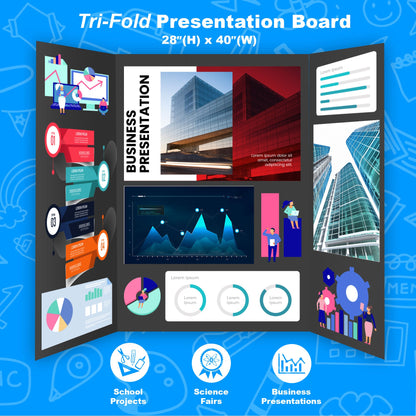 36" X 48" Black Tri-Fold Corrugated Presentation Board
