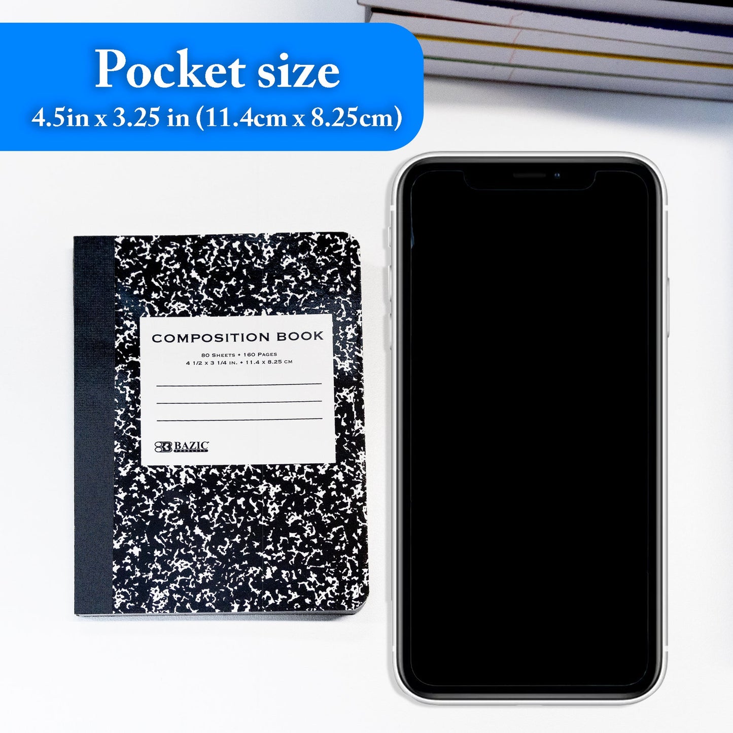 Mini Marble Composition Notebook, Wide-Ruled
