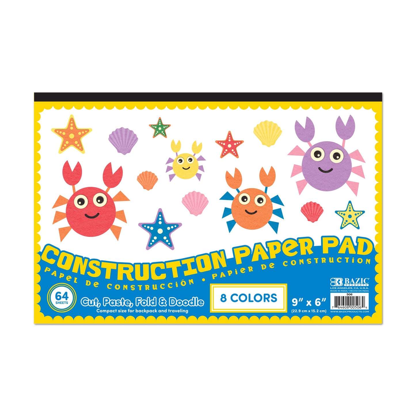 Assorted Color Mini Construction Paper Pad, 6 x 9 in
