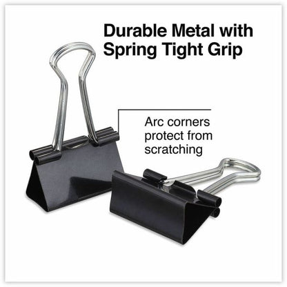 Universal Binder Clips, Medium, Black/Silver, 12/Box