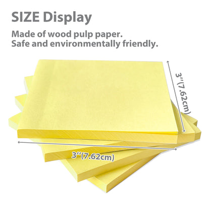 Sticky Notes, 3" x 3", Yellow, 100 Sheets