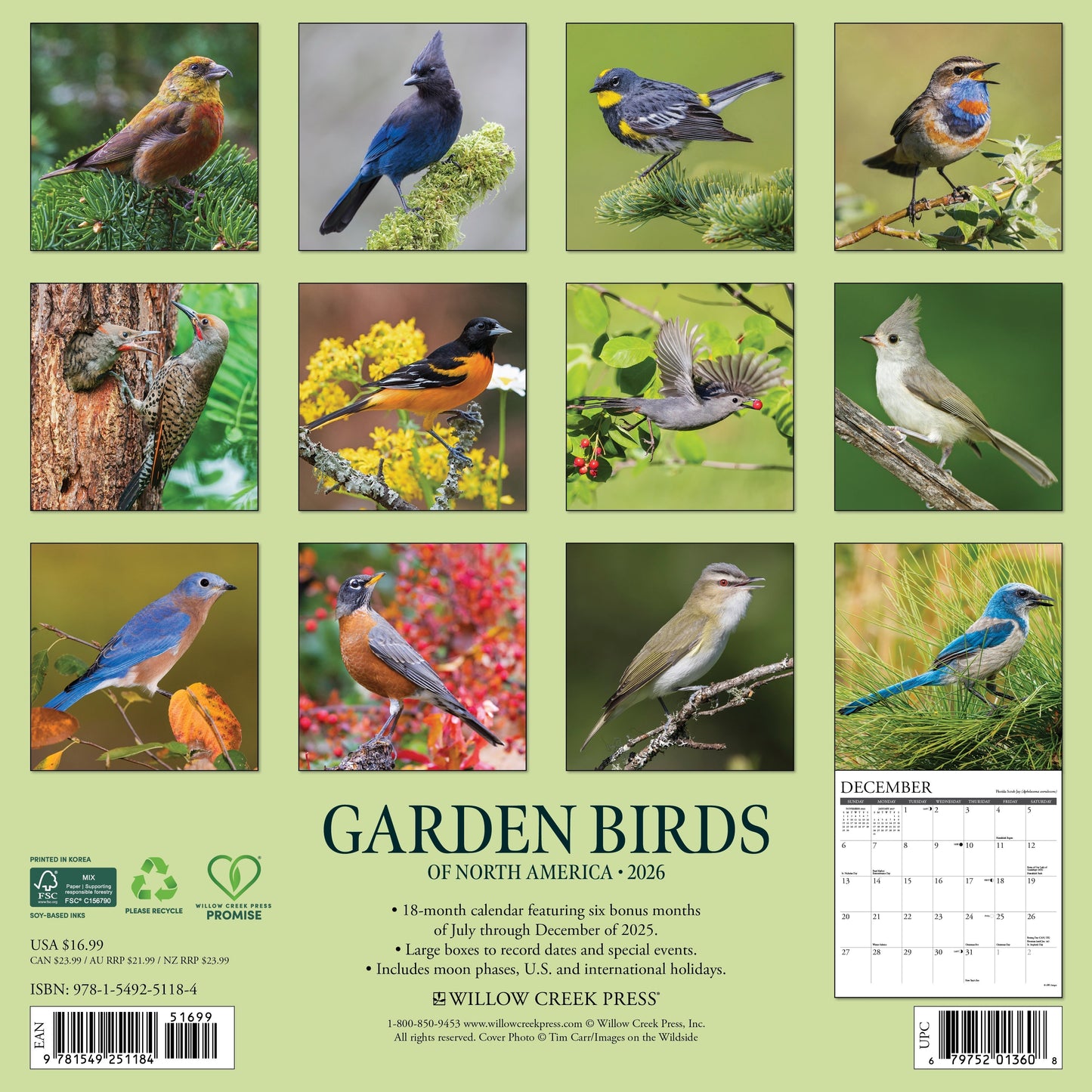 Garden Birds 2026 12" x 12" Wall Calendar