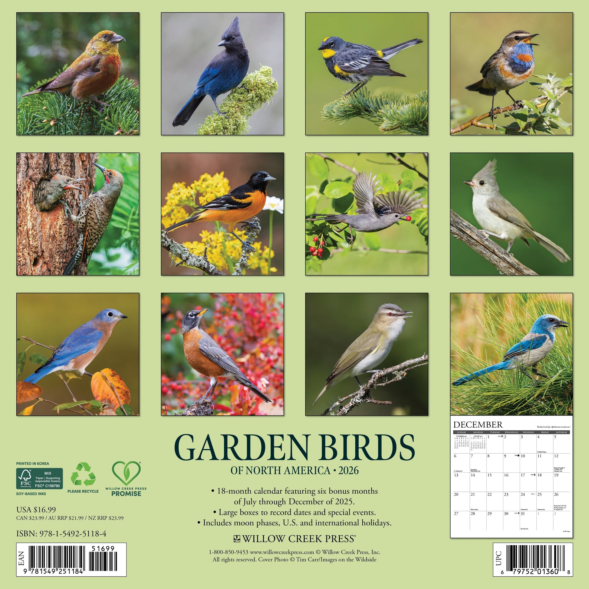 Garden Birds 2026 12" x 12" Wall Calendar