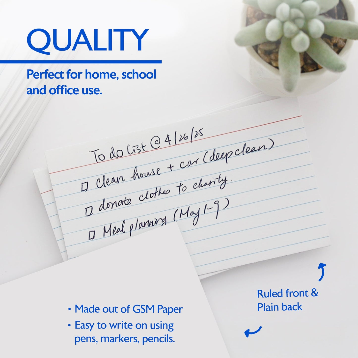 Index Cards, 200 Ruled 3" x 5" Cards, White