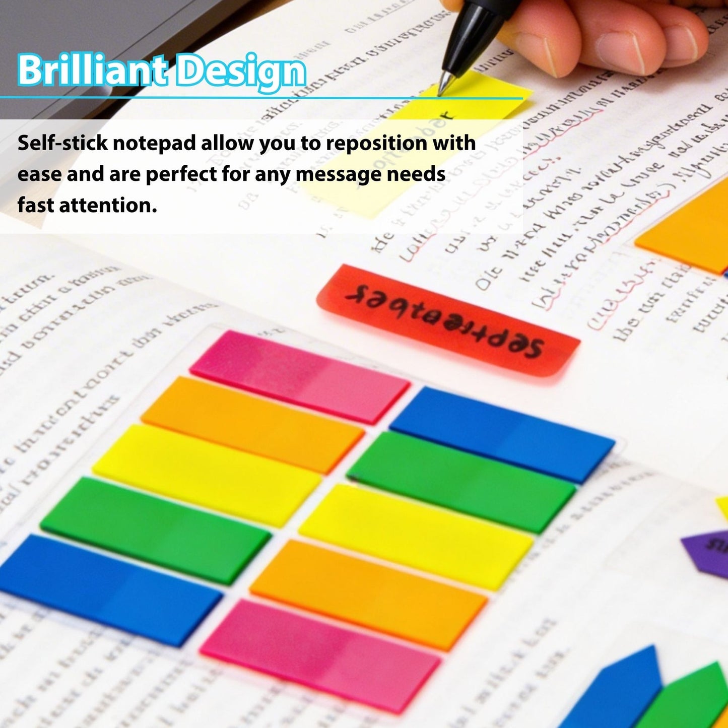 Neon Color-Coding Flags, 0.5 x 1.7 in, 25 Flags, 10 Pads