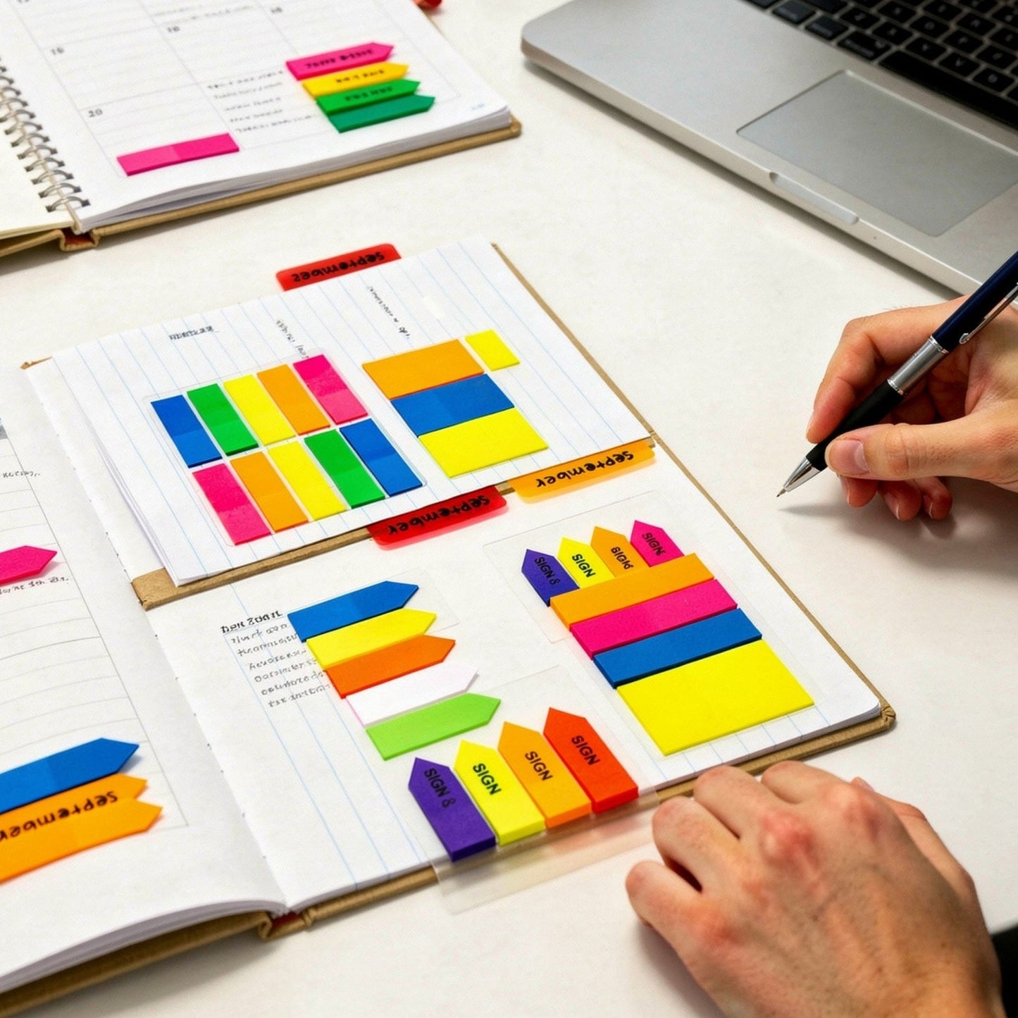 Neon Color-Coding Flags, 0.5 x 1.7 in, 25 Flags, 10 Pads