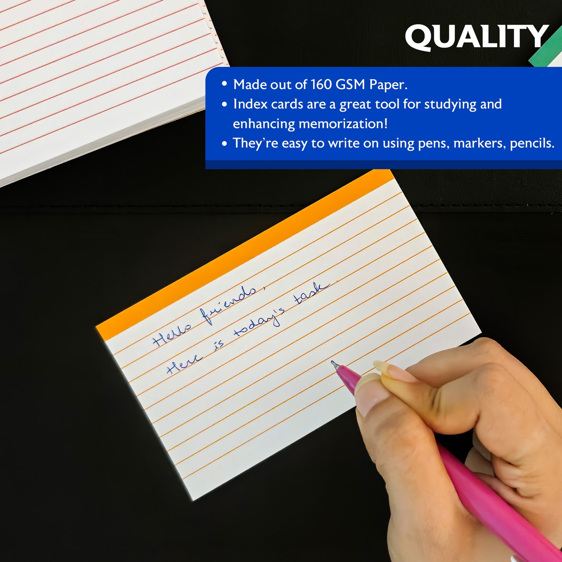 Color-Coded Ruled Index Cards, 3 x 5 in
