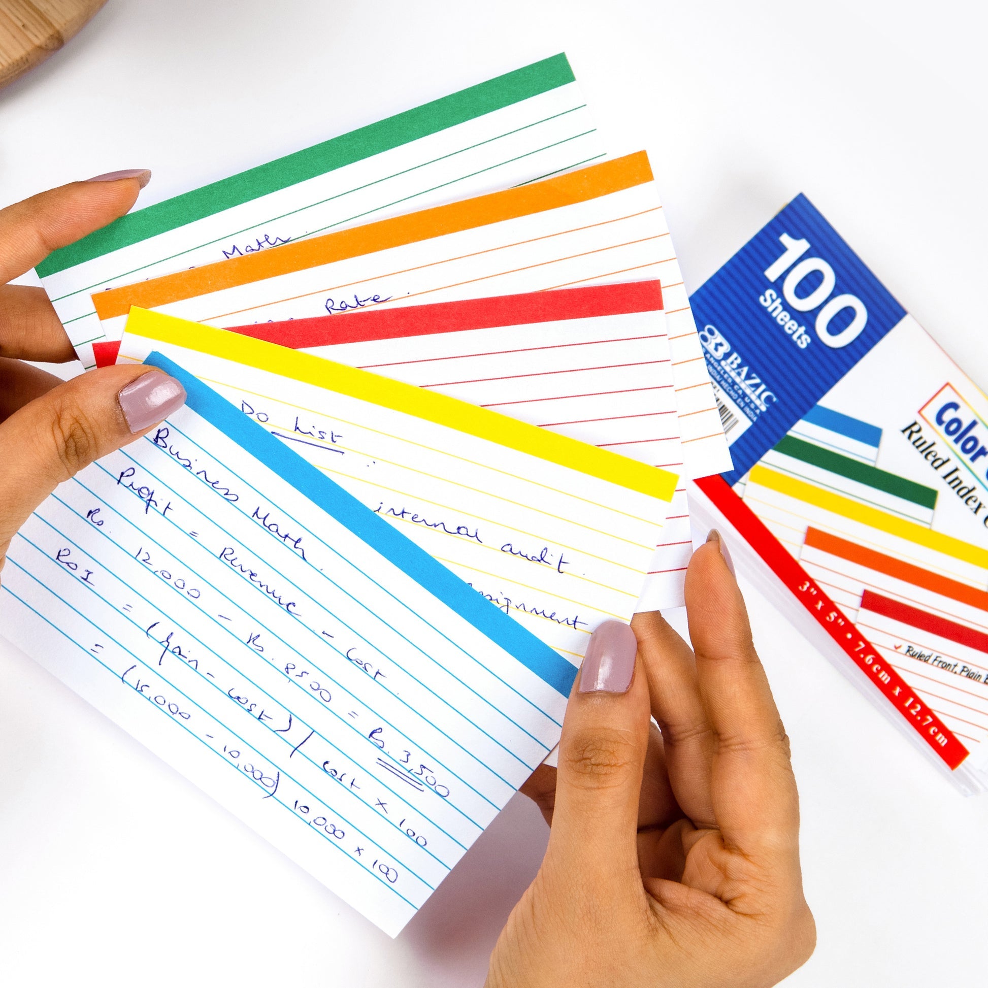Color-Coded Ruled Index Cards, 3 x 5 in