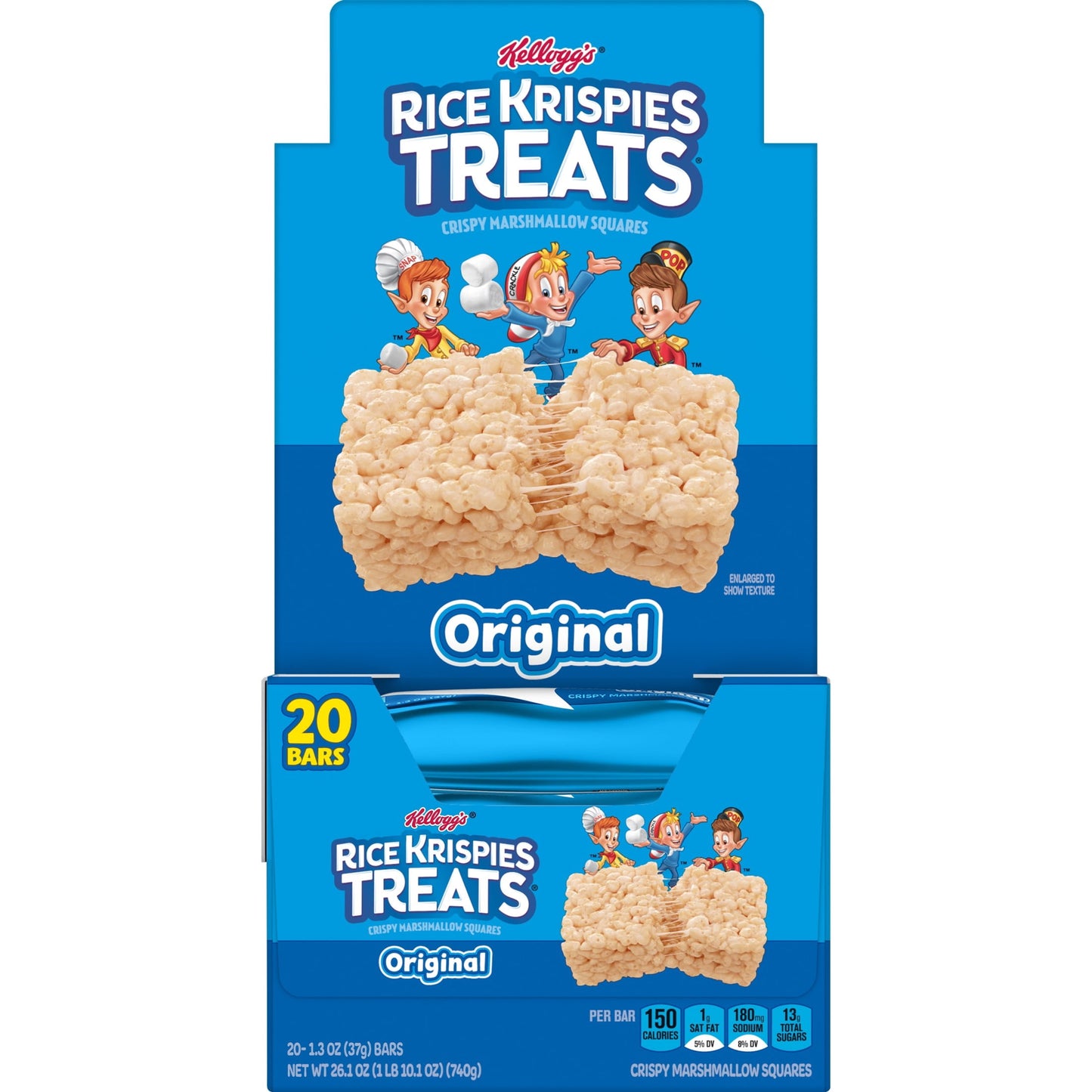 Rice Krispies Treats Original Chewy Marshmallow Snack Bars, Kids Snacks, 26 oz, 20 Count