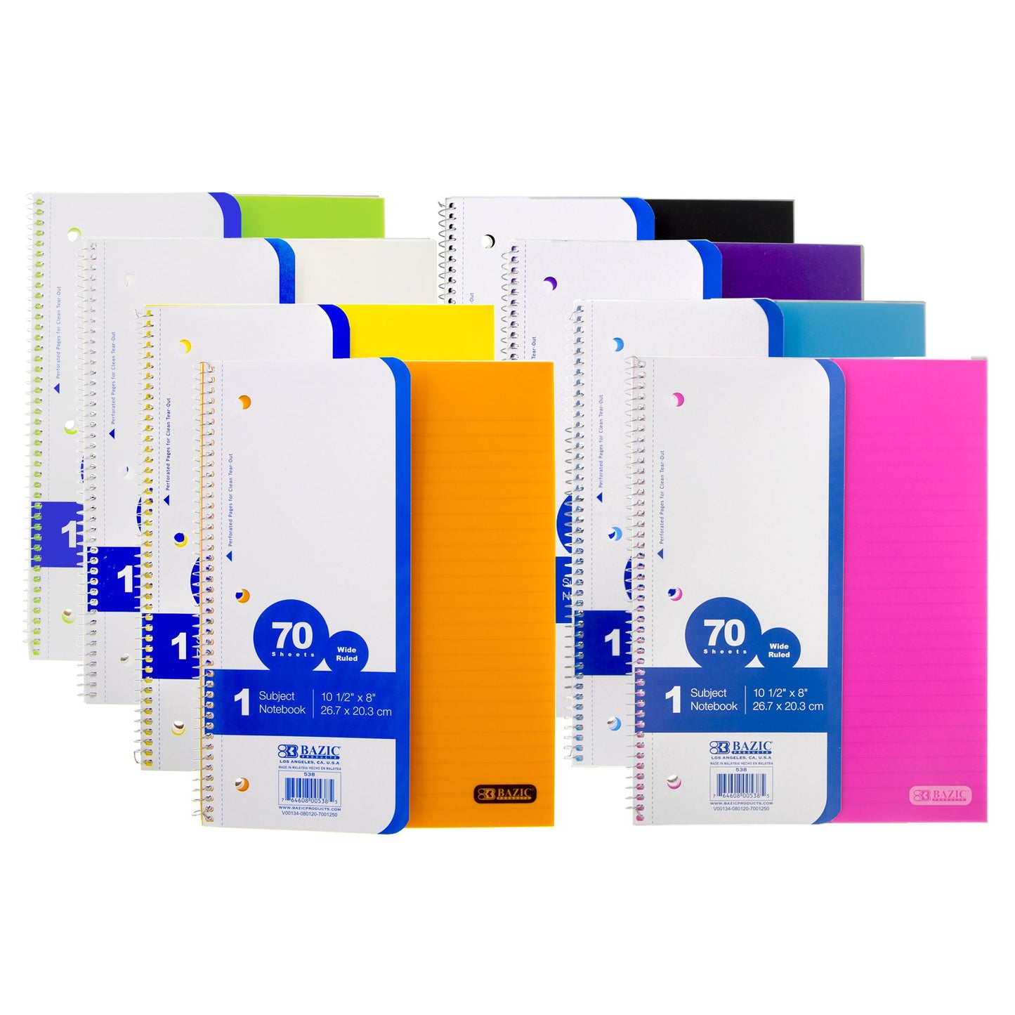 Poly Cover 1-Subject Spiral Notebook, Wide-Ruled