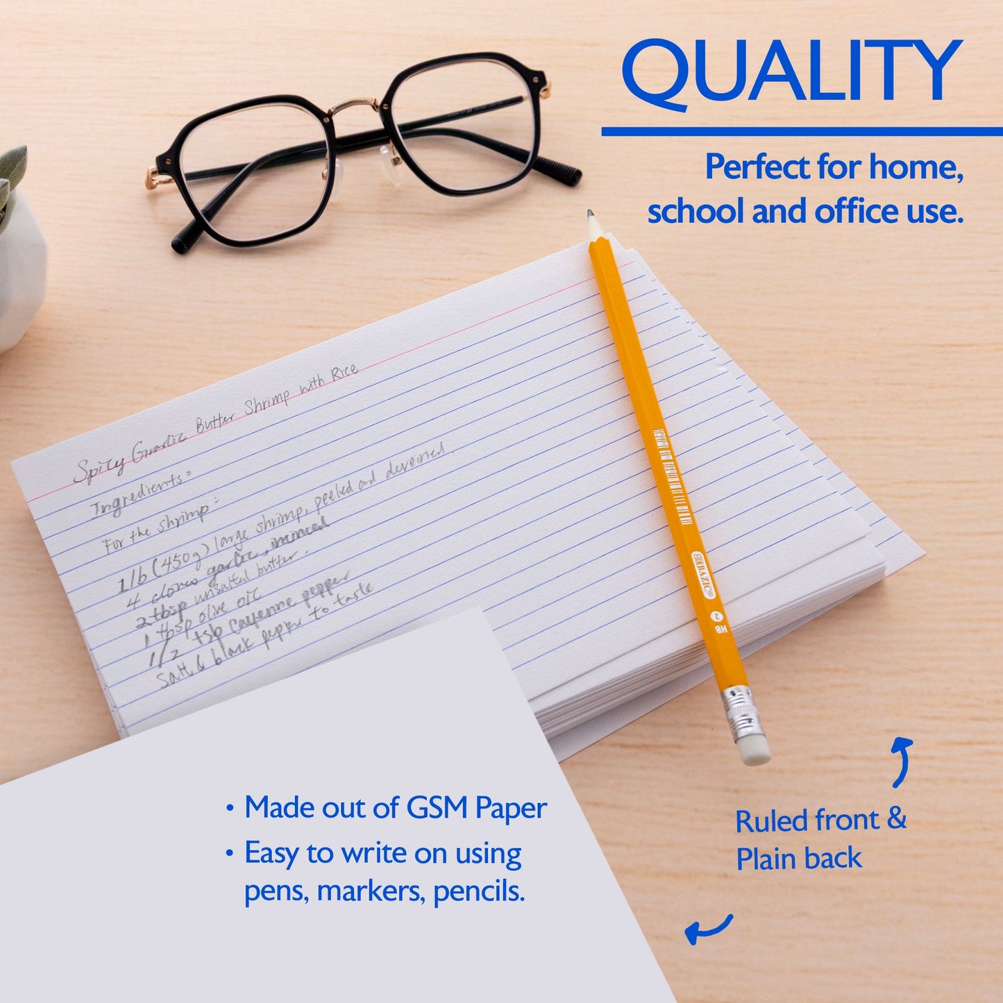 50 Ct. 5" X 8" Ruled White Index Card
