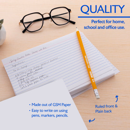 50 Ct. 5" X 8" Ruled White Index Card