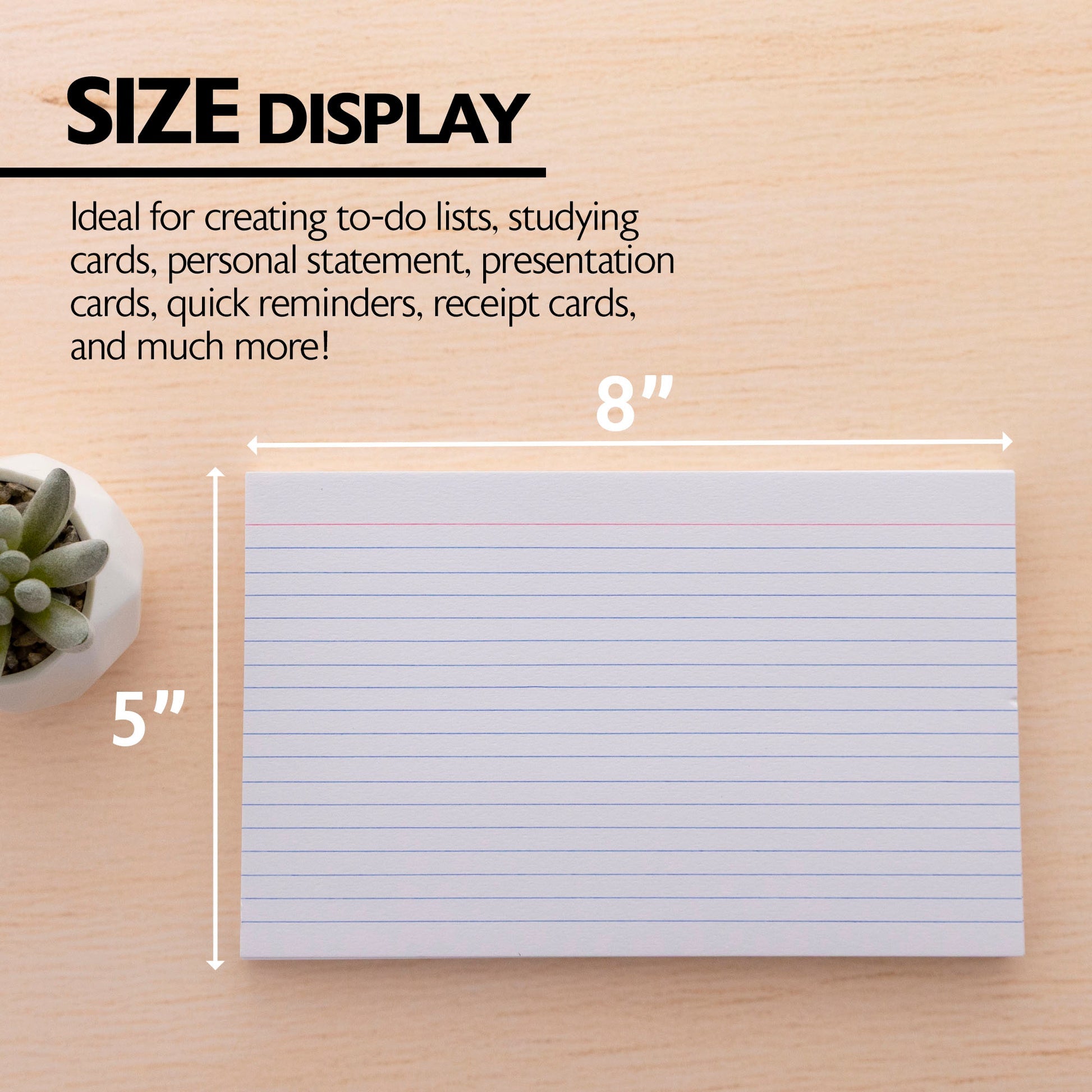 50 Ct. 5" X 8" Ruled White Index Card