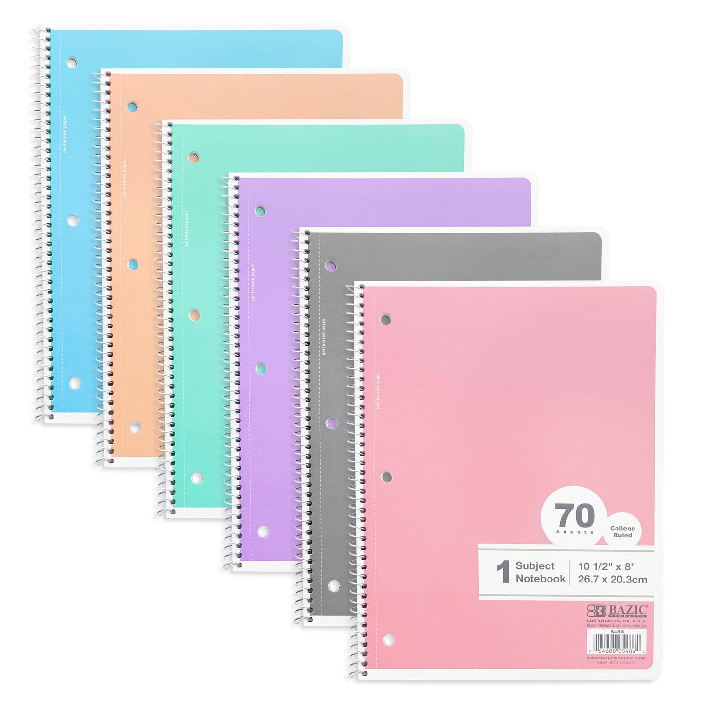 Pastel 1-Subject Spiral Notebook, College-Ruled