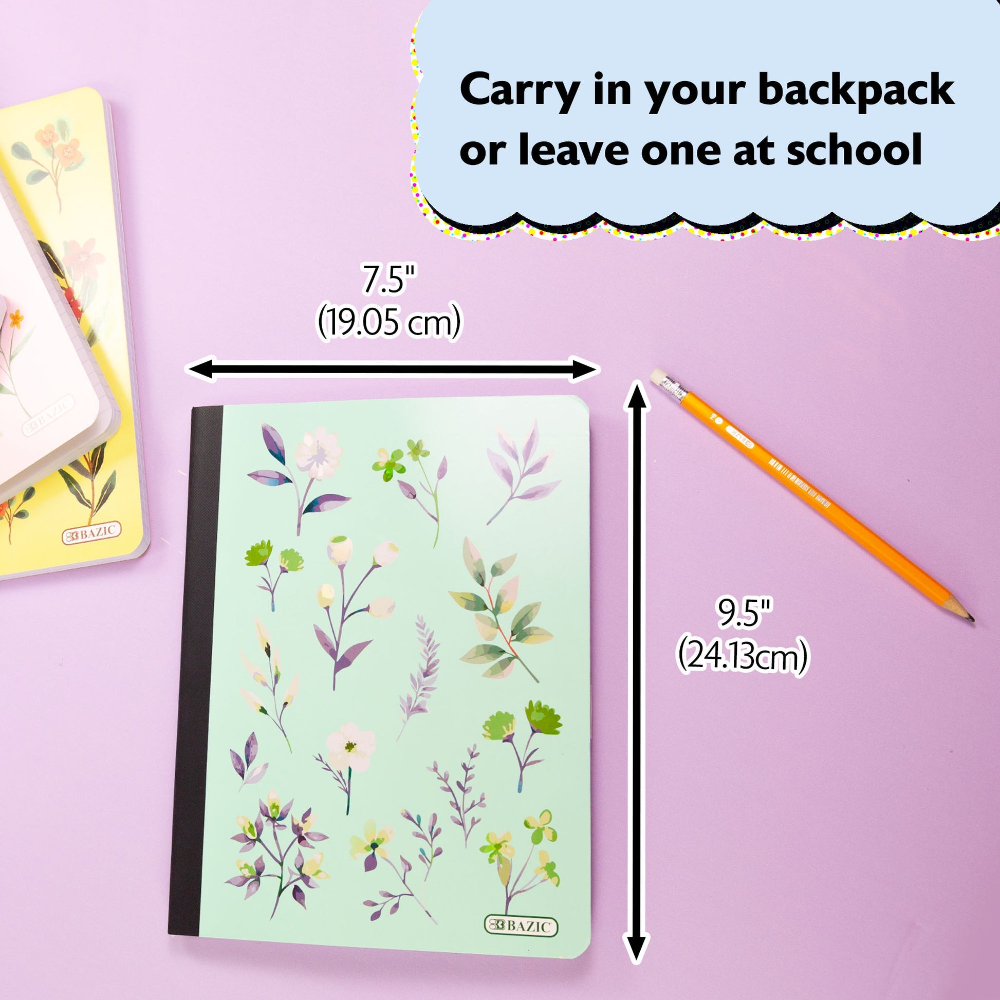 Floral Composition Notebook, College-Ruled