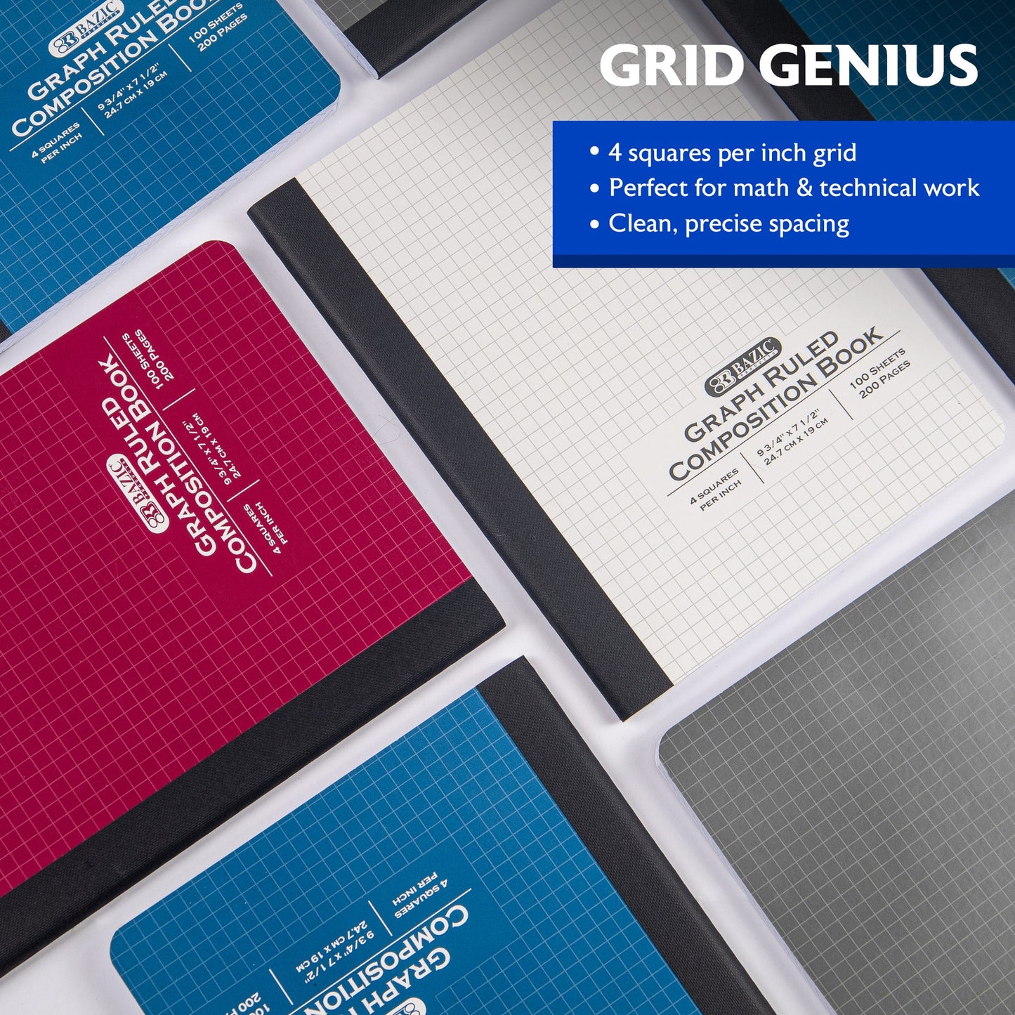Quad-Ruled Composition Notebook, 4 Sq/in Grid