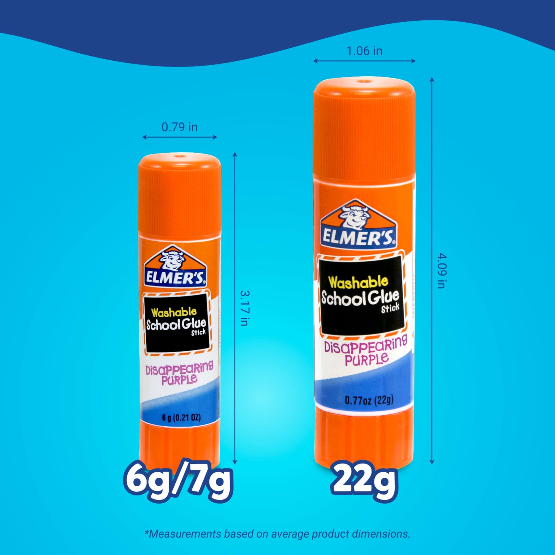 Elmer's Disappearing Purple School Giant Glue Sticks, Washable, 22 g Each, 3 Count