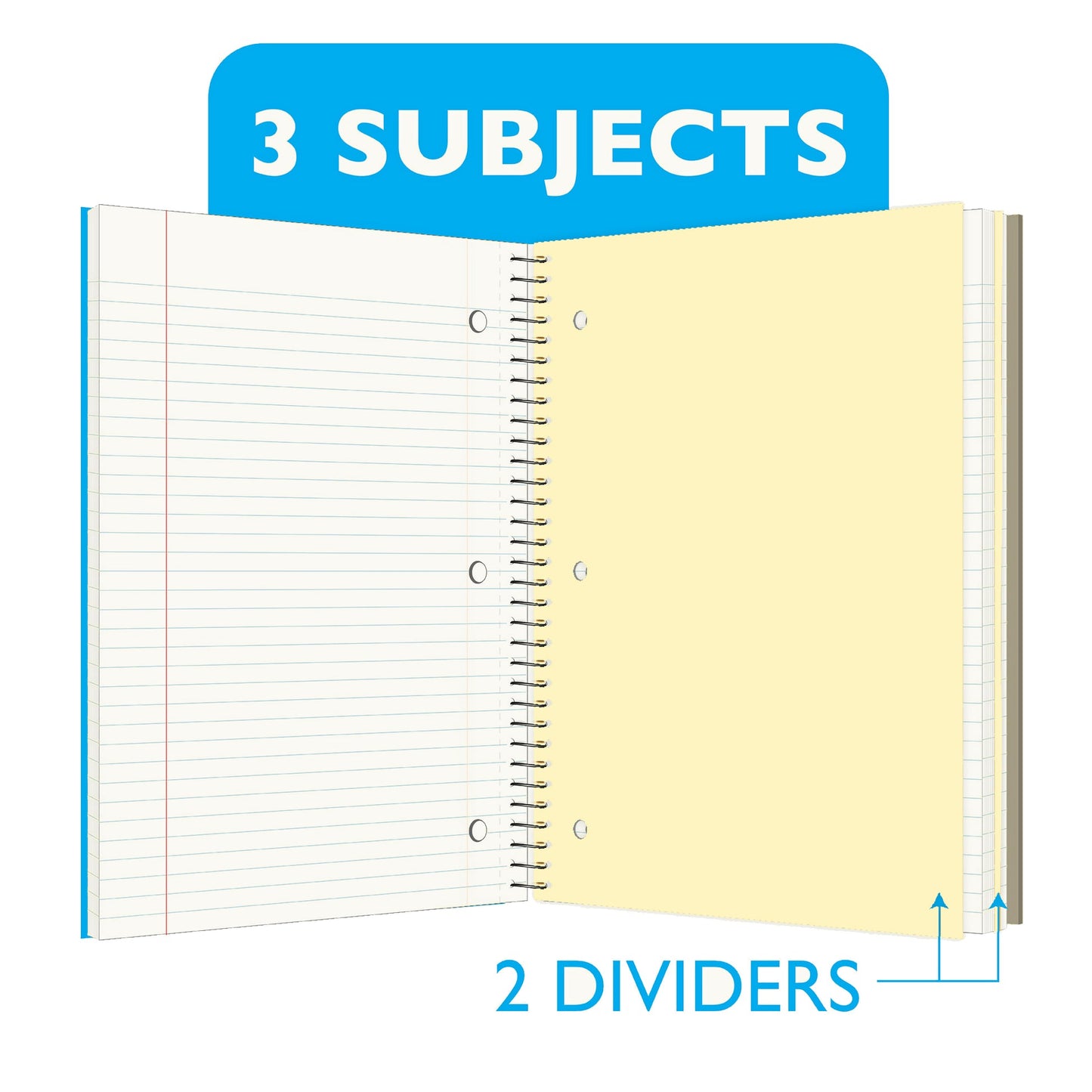 3-Subject Spiral Notebook, College-Ruled