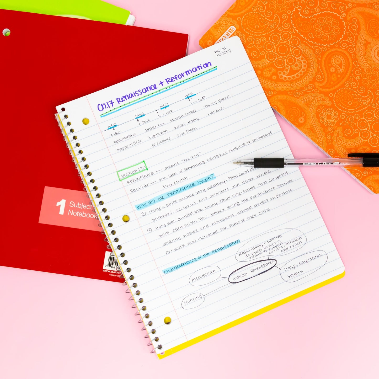 3-Subject Spiral Notebook, College-Ruled