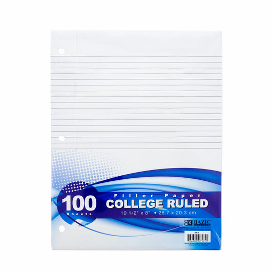 College Ruled Filler Paper, 100 Sheets, 3-Hole Punched