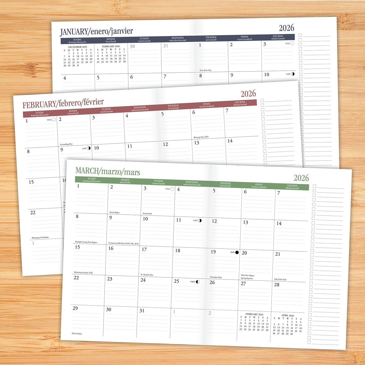 Charcoal 2026 7.5" x 9.5" Booklet Monthly Planner