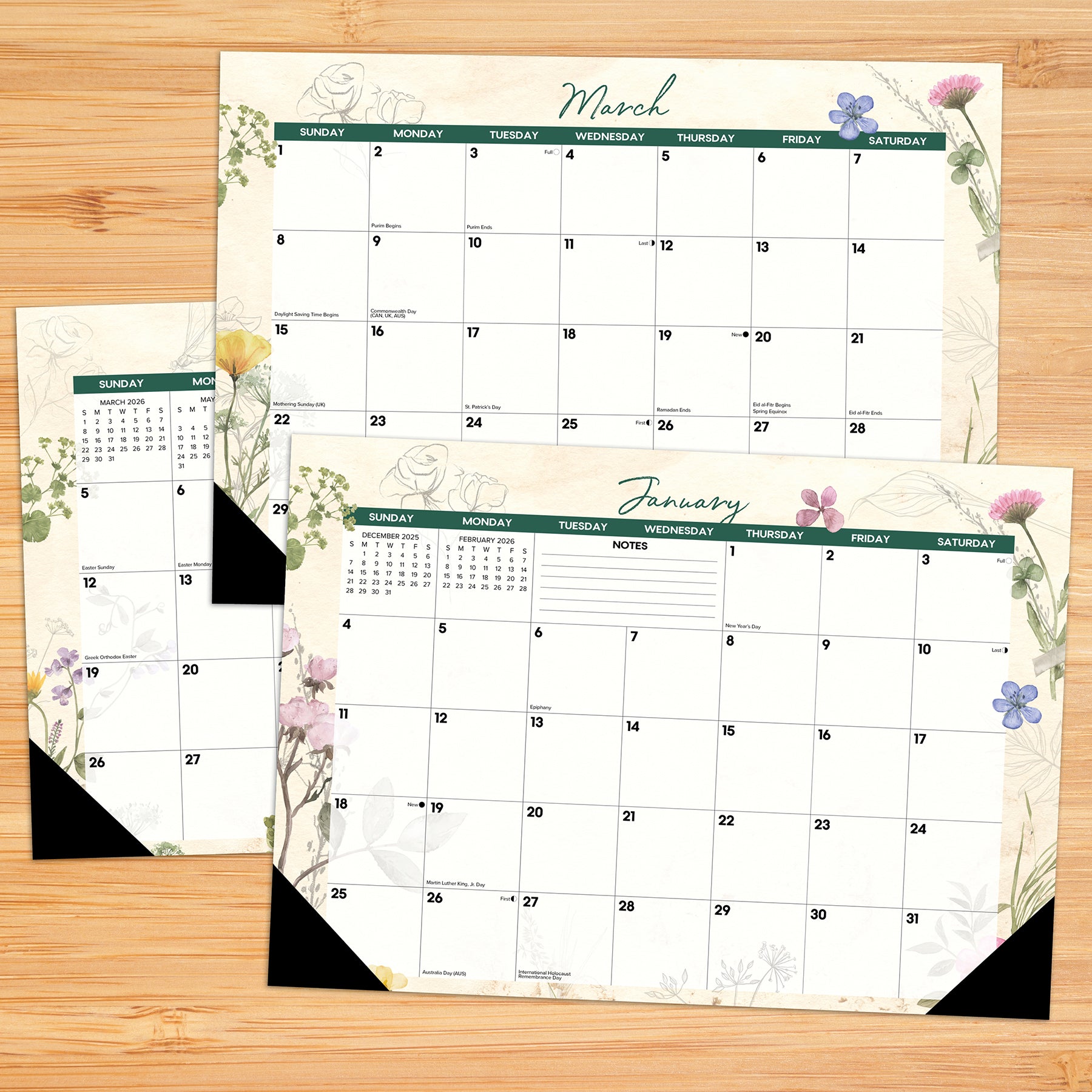 Botanical Garden 2026 17" x 12" Small Monthly Desk Pad