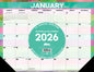 Watercolor Stripes 2026 22" x 17" Large Monthly Desk Pad