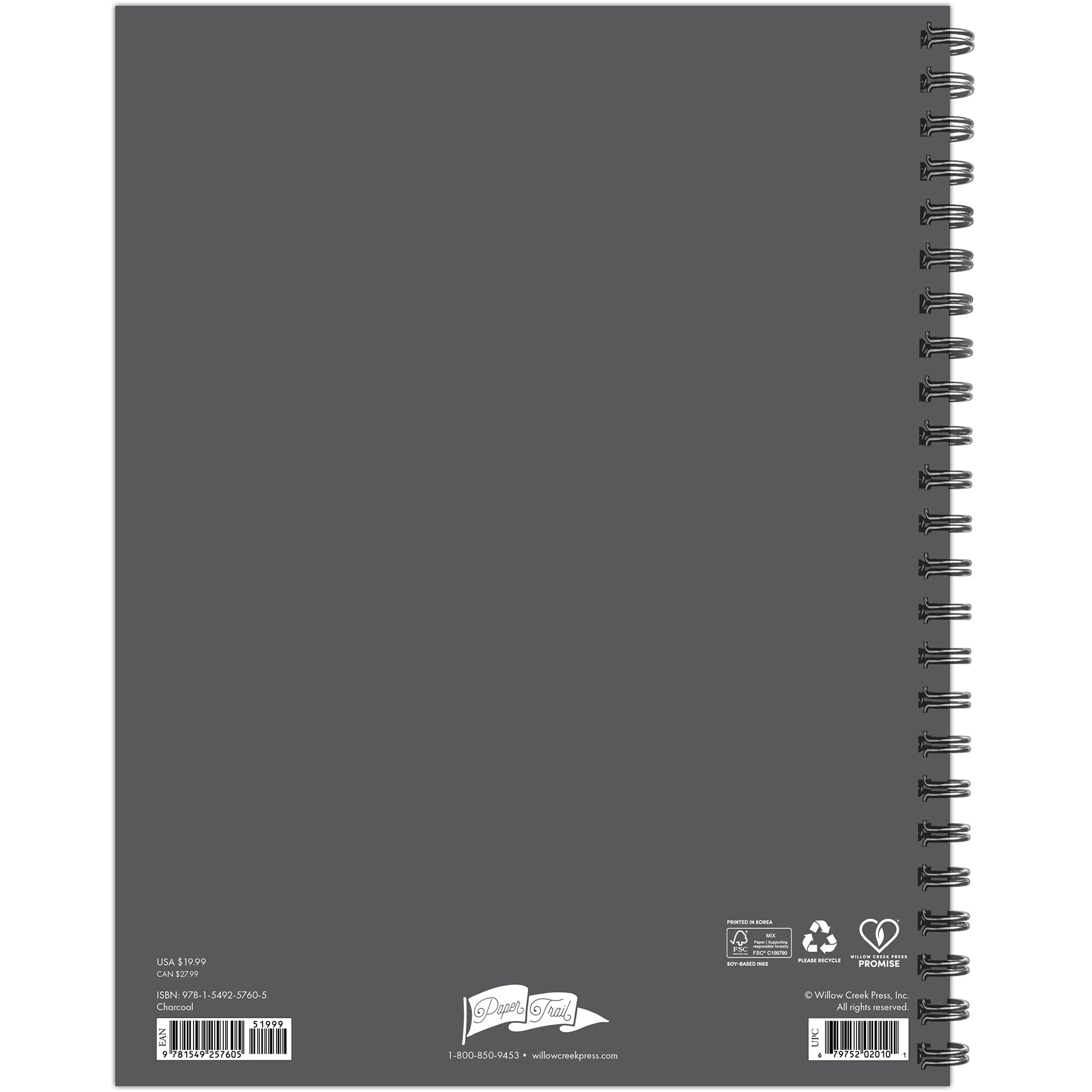 Charcoal 2026 8.5" x 11" Weekly Monthly Softcover Planner